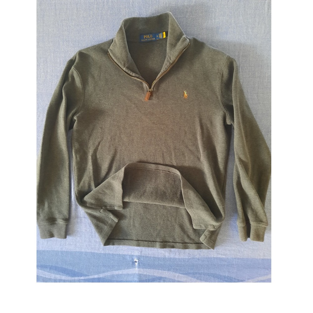 Polo Ralph Lauren Men Medium Gray Quarter Zip Pullover Sweater colored Pony